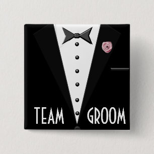 Team Groom (tuxedo) Pinback Button