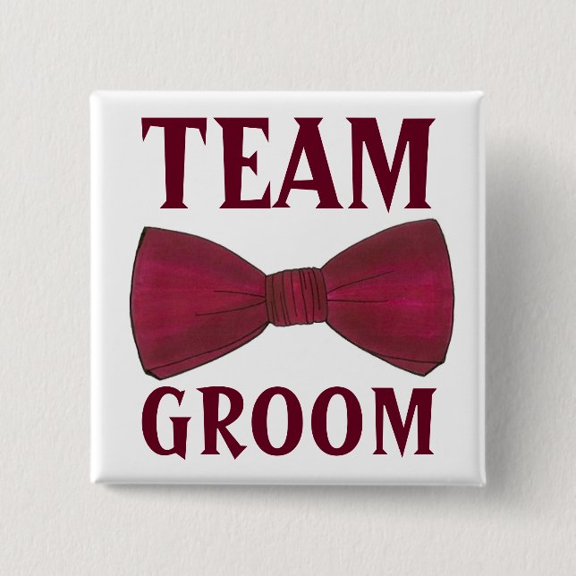 TEAM GROOM Wedding Groomsmen Bow Bowtie Best Man Pinback Button (Front)