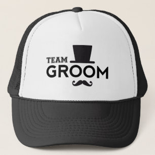 Team Groom with hat and mustache