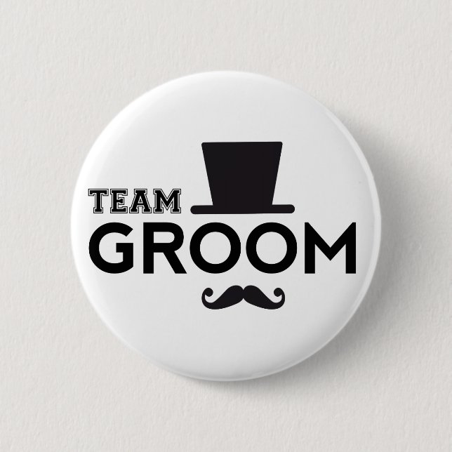 Team Groom with hat and mustache Button (Front)