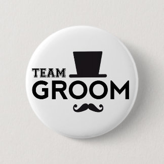 Team Groom with hat and mustache Button