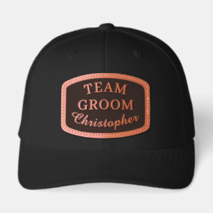 Team Groom with Personalized Name Leather Patch Hat