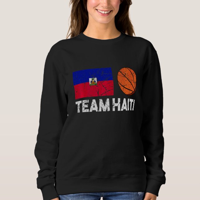 Team Haiti Haiti Haitian Flag Basketball Fan  1 Sweatshirt (Front)