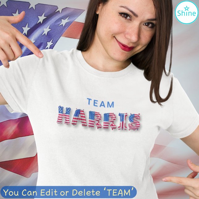 TEAM HARRIS Kamala Harris US Flag Balloon Alphabet T-Shirt (Creator Uploaded)