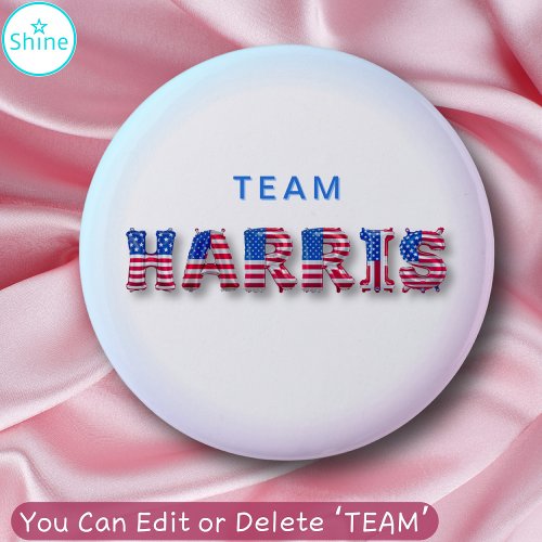 TEAM HARRIS Kamala Harris USA Flag Balloon Letters Button