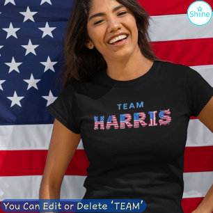 TEAM HARRIS Kamala Harris USA Flag Balloon Letters T-Shirt