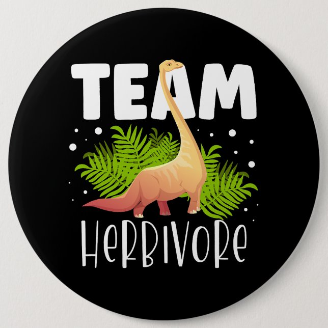 Team Herbivore Brachiosaurus Dinosaur Future Paleo Button (Front)
