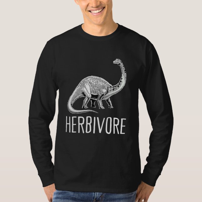 Team Herbivore Vegan Brontosaurus Vegetarian Plant T-Shirt (Front)