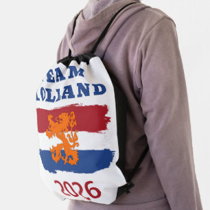 Team Holland Netherlands Soccer Fan Orange Lion Drawstring Bag