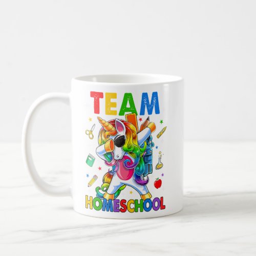 Team Homeschool Squad Dabbing Unicorn Back To Scho Coffee Mug