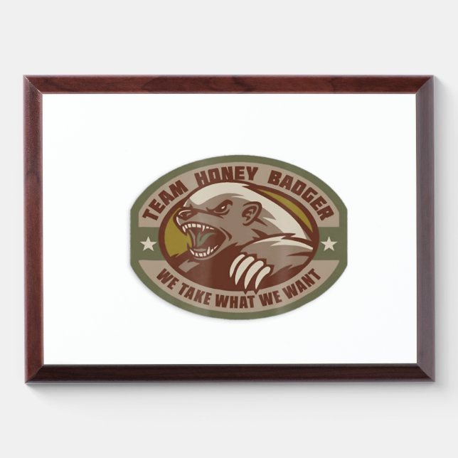 Team Honey Badger Military Morale Patch Veteran Award Plaque (Horizontal)