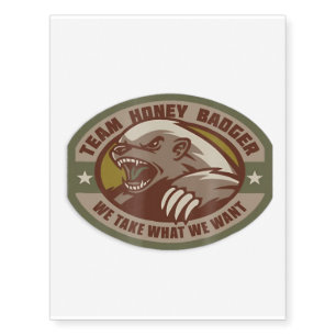 Team Honey Badger Military Morale Patch Veteran Temporary Tattoos