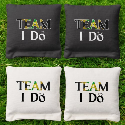 Team I Do Jamaican Flag Wedding Bachelorette Party Cornhole Bags