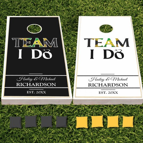 Team I Do Jamaican Flag Wedding Bachelorette Party Cornhole Set