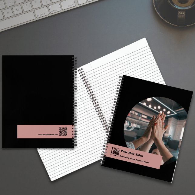 Team Image Hair Stylist Black Pink Promotional  Notebook (Team Image Hair Stylist Black Pink Promotional Notebook with Logo)