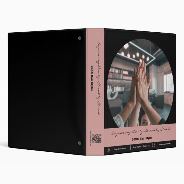 Team Image Hairstylist Black Pink Presentation 3 Ring Binder (Background)