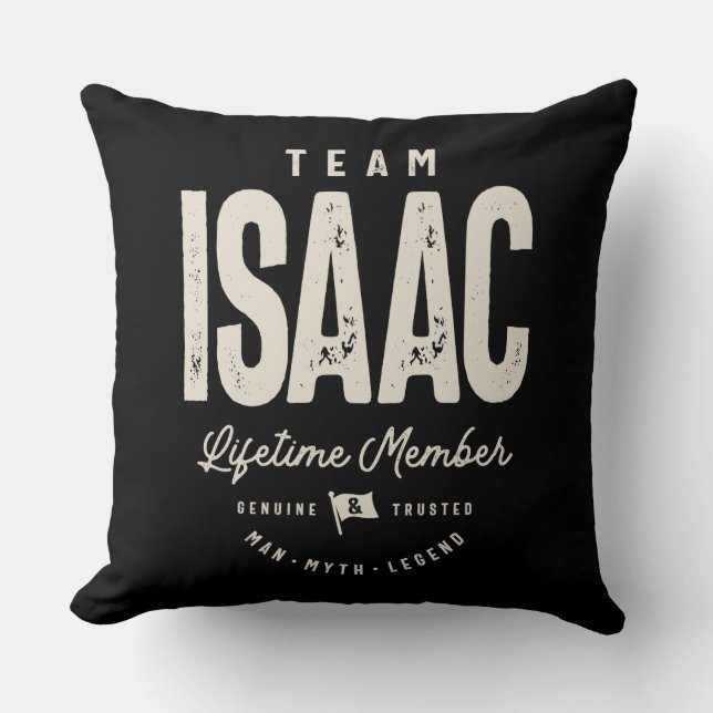 Team Isaac Lifetime Member Personalized Name Throw Pillow (Front)