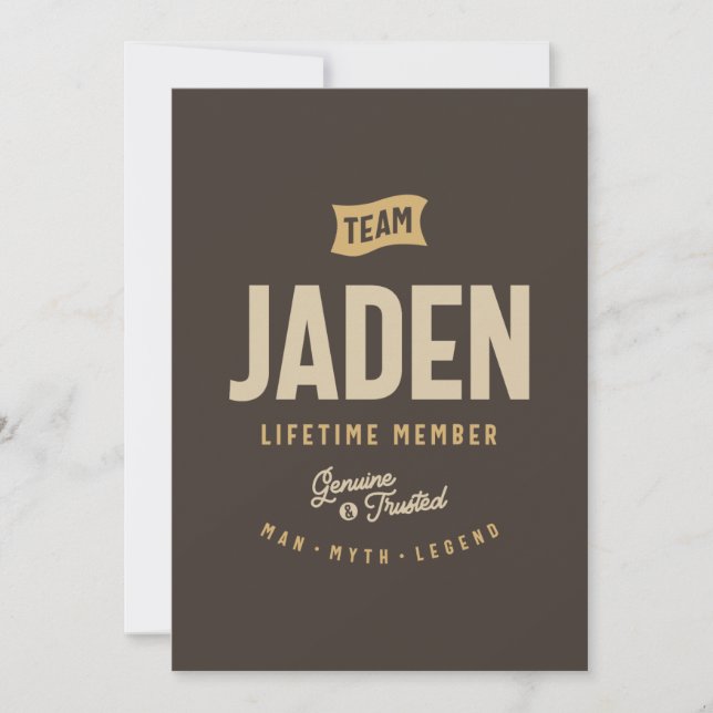 Team Jaden Lifetime Member Personalized Name Invitation (Front)