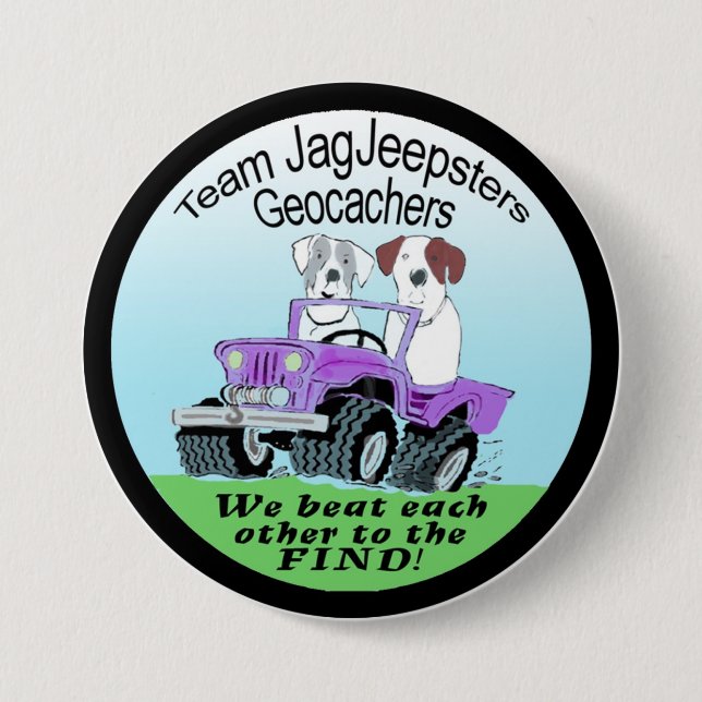 Team JagJeepsters Geocaching Badge Pinback Button (Front)