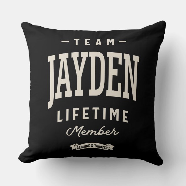 Team Jayden Lifetime Member Personalized Name  Throw Pillow (Front)