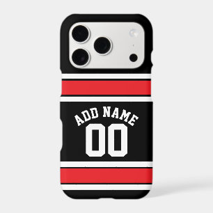 Team Jersey Custom Name and Number Red Black iPhone 17 Pro Case