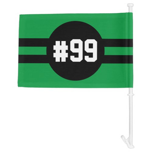 Team Jersey  Number Green Sport Fan Car Flag