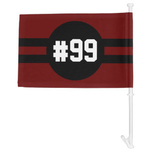 Team Jersey Number Maroon Red Sport Fan Car Flag