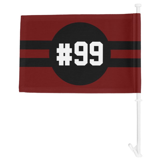 Team Jersey  Number  Maroon Red Sport Fan Car Flag (Back)