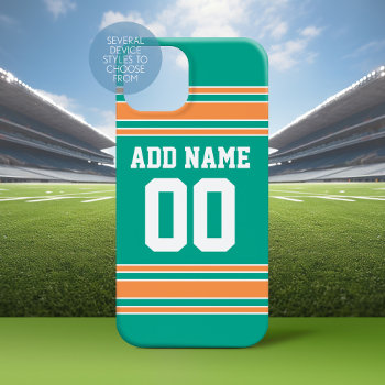 Team Jersey Orange Custom Name And Number Iphone 15 Case by MyRazzleDazzle at Zazzle