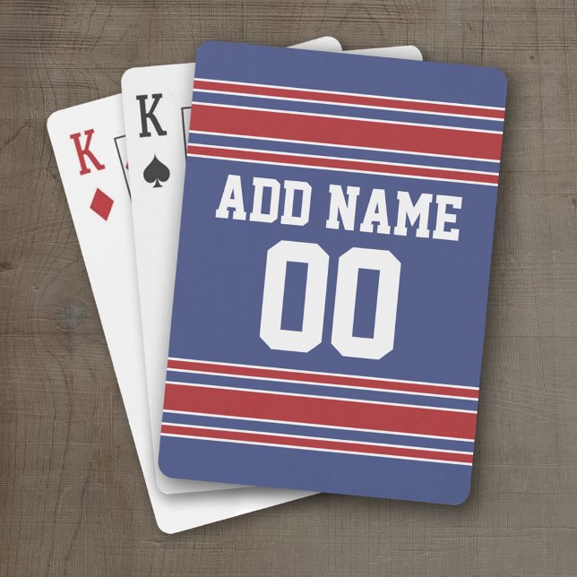 Team Jersey Stripes Custom Name and Number Poker Cards (Personalized Playing Cards - Sporty Stripes)