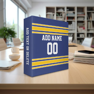 Team Jersey with Custom Name and Number 3 Ring Binder