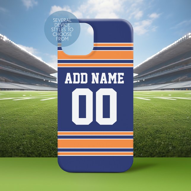 Team Jersey with Custom Name and Number Case-Mate iPhone Case (Personalized Phone Case with a Football Jersey Stripe Design)
