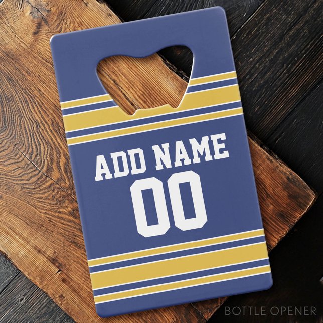 Team Jersey with Custom Name and Number Credit Card Bottle Opener (Custom Bottle Opener - Card Style)