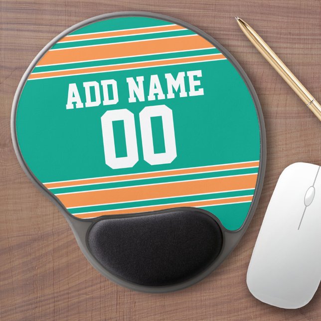 Team Jersey with Custom Name and Number Gel Mouse Pad (Personalized mouse pad with a sport theme)