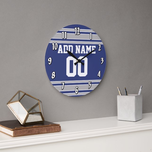 Team Jersey with Custom Name and Number Large Clock (Office)