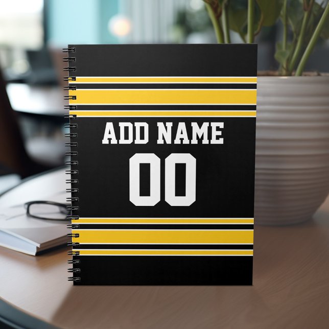 Team Jersey with Custom Name and Number Notebook (Personalized notebook with Sports Jersey Football Design - Custom Name and Other Text)