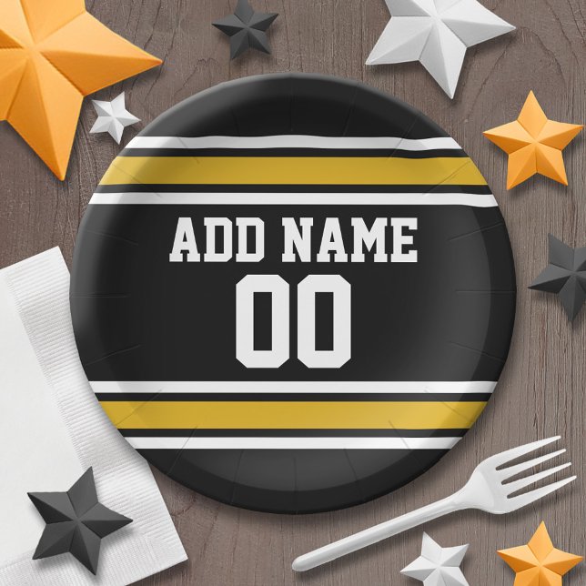 Team Jersey with Custom Name and Number Paper Plates (Personalized party plates - sports theme for birthday or any occasion)
