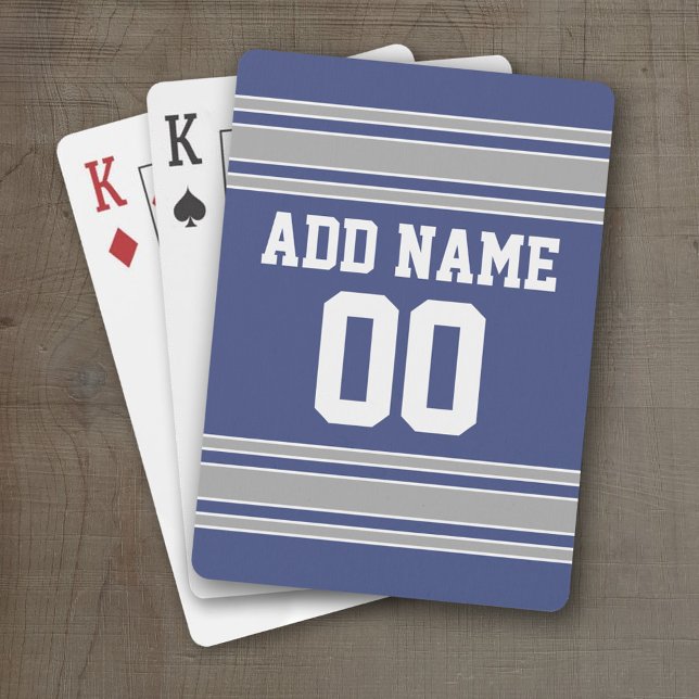 Team Jersey with Custom Name and Number Poker Cards (Personalized Playing Cards - Sporty Stripes)