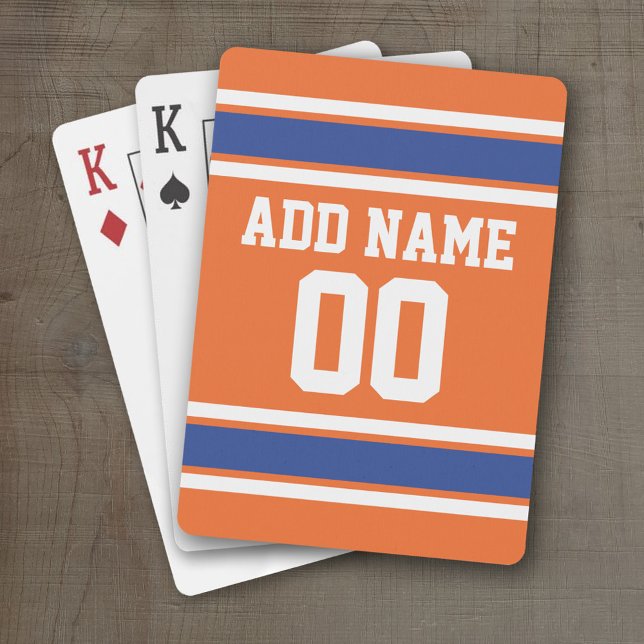 Team Jersey with Custom Name and Number Poker Cards (Personalized Playing Cards - Sports Jersey Design)