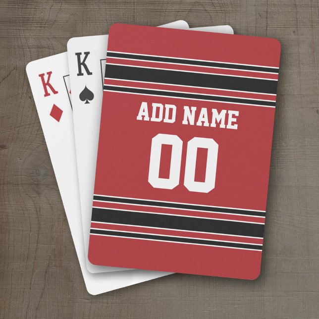 Team Jersey with Custom Name and Number Poker Cards (Personalized Playing Cards - Sports Jersey Design)