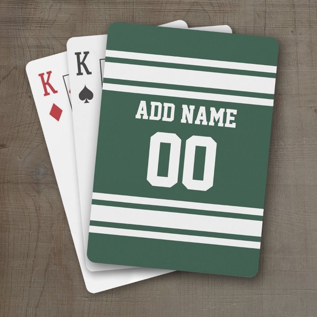 Team Jersey with Custom Name and Number Poker Cards (Personalized Playing Cards - Sporty Stripes)