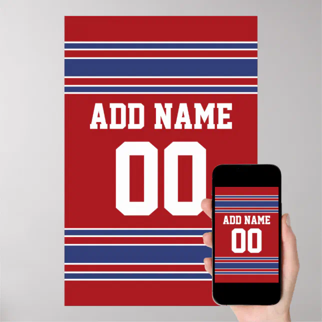 Team Jersey with Custom Name and Number Poster | Zazzle