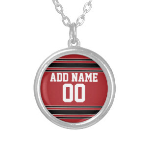 Team Jersey with Custom Name and Number Silver Plated Necklace