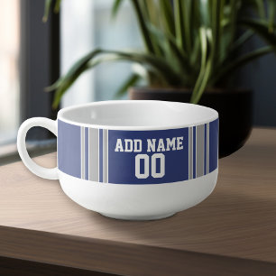 Team Jersey with Custom Name and Number Soup Mug