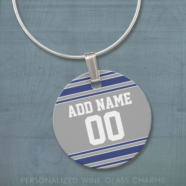 Team Jersey with Custom Name and Number Wine Charm (Custom Wine Glass Charm)