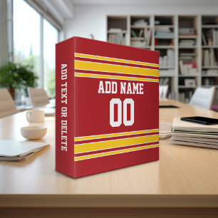 Team Jersey with Name and Number 3 Ring Binder