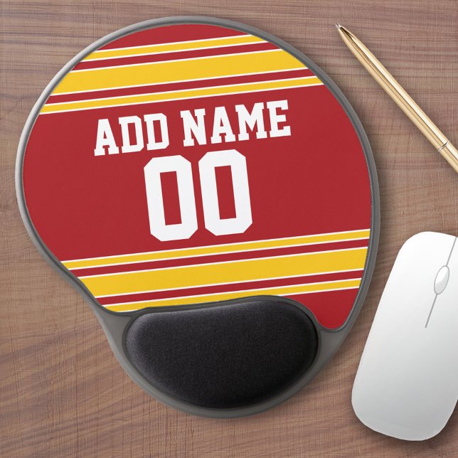 Team Jersey with Name and Number Gel Mouse Pad (Personalized mouse pad with a sport theme)