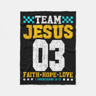 Team Jesus 03 Faith Hope Love Christian Bible Vers Fleece Blanket