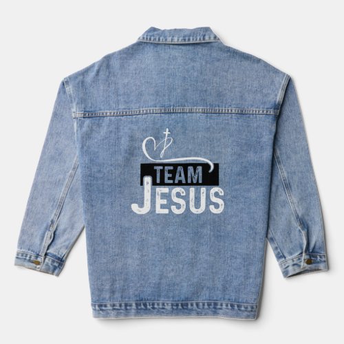 Team Jesus Black and White Typography Denim Jacket