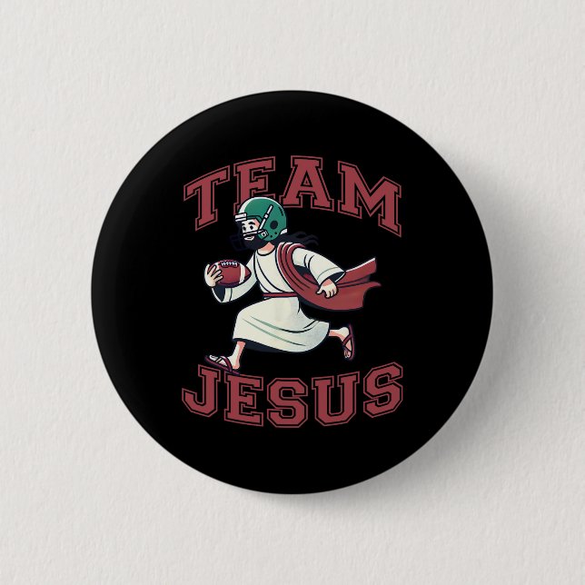 Team Jesus Football Lover Tee Christian Faith Bibl Button (Front)